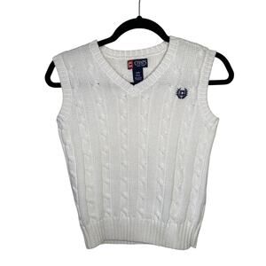 Chaps Kids Size White Sweater Vest Preppy Academia Grunge Punk Skater sz 8 (XS)